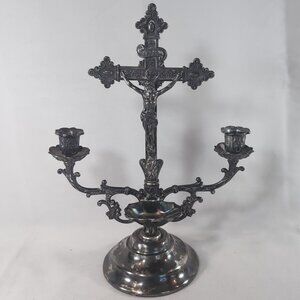 Vtg 1996 Homan Sick-Call Outfit Last Rites Silverplate Cross Crucifix Catholic